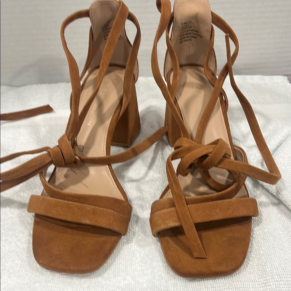 BCBG Tan Strappy Heels